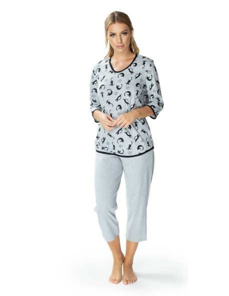 Grey bawełniana pajamas women's kitty in kitties Mewa