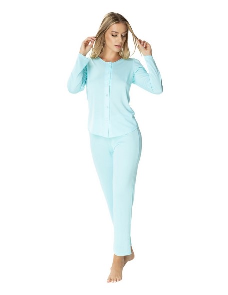 Long pajamas women's maria dwuczęściowa na guziki Mewa