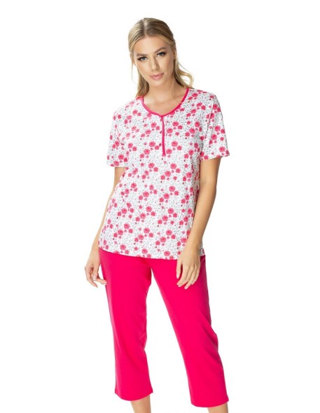 Pink pajamas women's rozalia dwuczęściowa pattern Mewa