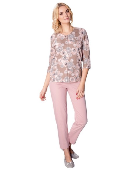 Dwuczęściowa long pajamas women's gloria na guziki Mewa