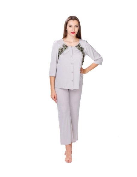 Long dwuczęściowa pajamas women's na guziki Mewa